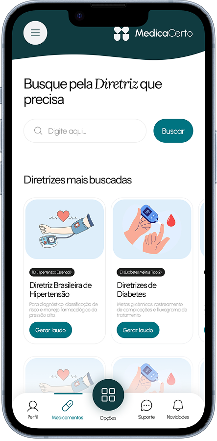 Mockup da aplicação Medica Certo